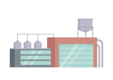 Urban industrial building. Industrial factory, manufacturing territory vector illustrationのイラスト素材