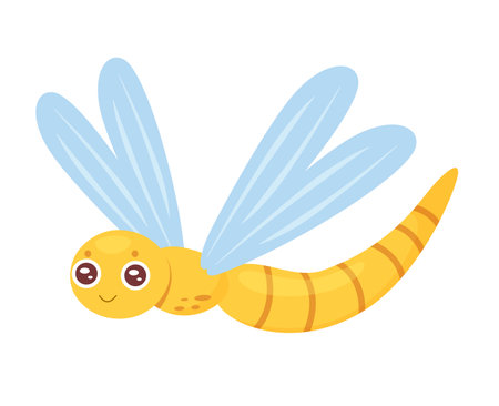 Cute dragonfly insect. Wildlife flying creature, nature creature vector illustrationのイラスト素材