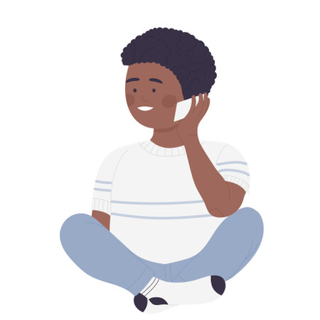 Little boy using mobile phone. Smartphone discussion talk vector illustrationのイラスト素材