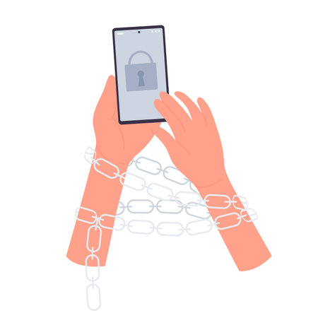 Online social media addiction. Modern digital lifestyle, phone dependence vector illustrationのイラスト素材