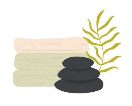 Spa relaxing routine. Personal body care tools, beauty care treatments vector illustrationのイラスト素材