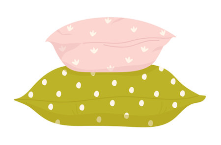Bedroom pillows. Stack of pillows, bed cushions, home decorative cushion vector illustrationのイラスト素材