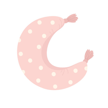 Decorative moon pillow. Soft bedroom sleeping cushion, cozy living bed decoration vector illustrationのイラスト素材