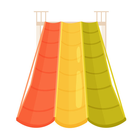Water amusement park slides. Summer outdoor aquapark, swimming pool vector illustrationのイラスト素材