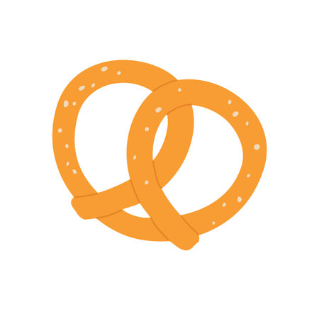 Pretzel with sesame seeds. Bakery product, traditional baked pretzel vector illustrationのイラスト素材