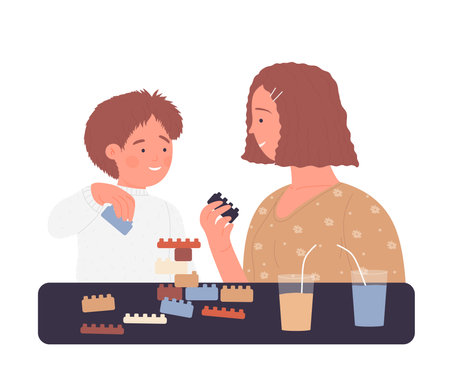 Mother playing with her child. Parent care and family affection vector illustrationのイラスト素材
