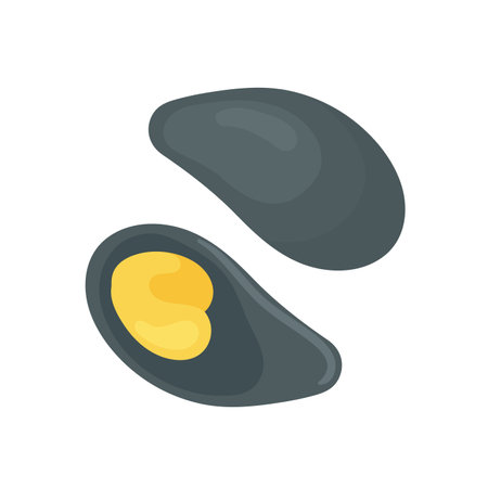 Fresh mussels seafood. Healthy seafood menu, underwater fauna vector illustrationのイラスト素材