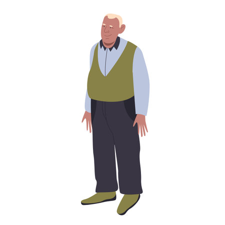 Stylish senior man. Retired man in classical suit, retirement time vector illustrationのイラスト素材