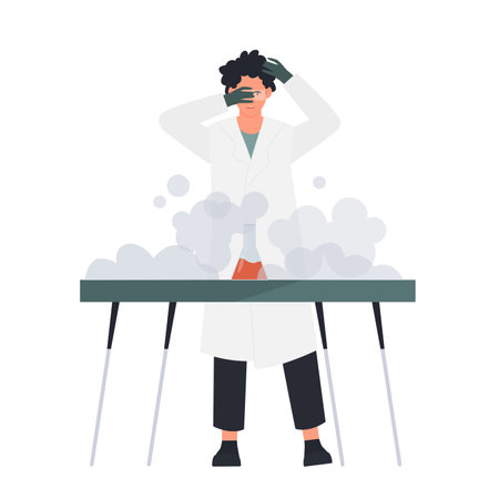 Scientist project experiment. Laboratory researcher, lab equipment vector illustrationのイラスト素材