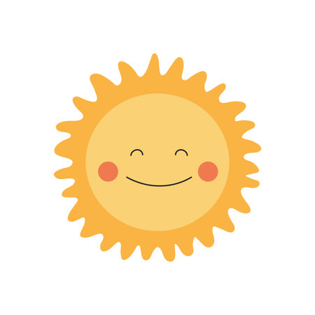 Cute smiling shining sun. Childish solar system and planets, astronomy science cartoon vector illustrationのイラスト素材