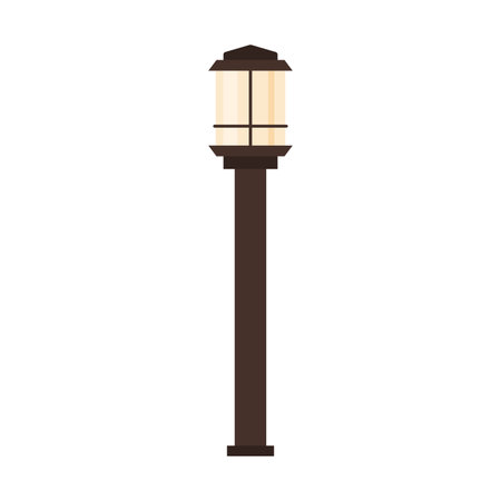 Garden lamp light. Decorative landscape objects, outdoor patio furniture cartoon vector illustrationのイラスト素材