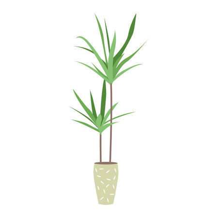 Indoor potted tree plant. Botany decorative greenery bush, houseplant tree cartoon vector illustrationのイラスト素材