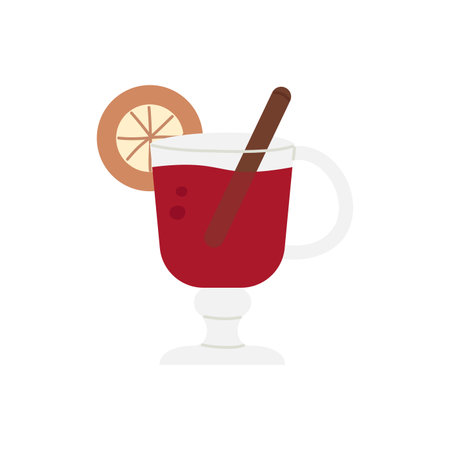 Christmas mulled wine. Traditional winter warm beverage flat vector illustrationのイラスト素材