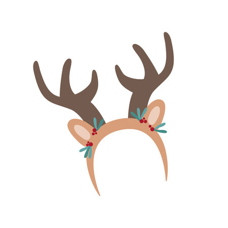 Reindeer Christmas hat. Festive xmas mask, traditional costume flat vector illustrationのイラスト素材