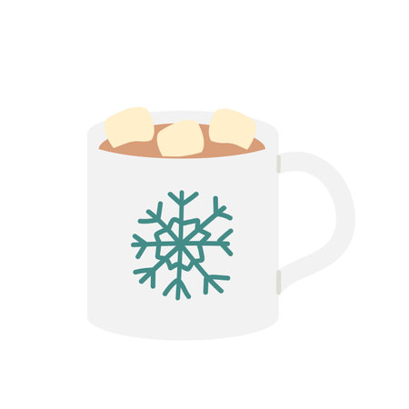 Cup of Christmas warm drink. Holiday winter mug with hot beverage flat vector illustrationのイラスト素材