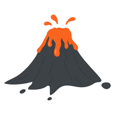 Italian volcano eruption. Italy natural active volcano, mount etna cartoon vector illustrationのイラスト素材