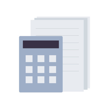 Money calculator device. Financial annual reports, accounting department cartoon vector illustrationのイラスト素材