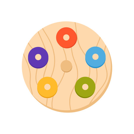 Round montessori game. Wooden development colorful game for children cartoon vector illustrationのイラスト素材