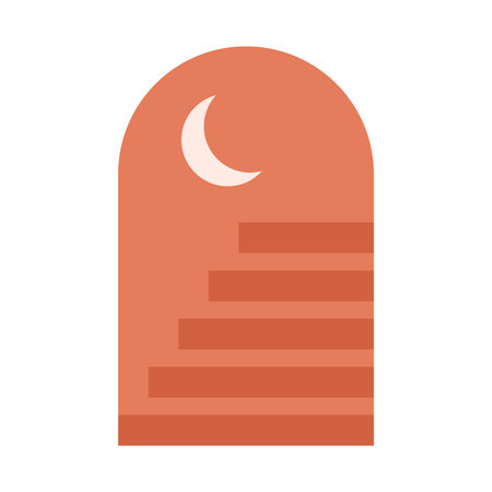 Arabian window with stairs view. Arabian night, abstract morocco architecture cartoon vector illustrationのイラスト素材