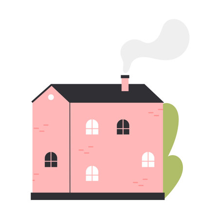 Small village cottage. Countryside tiny house, residential building cartoon vector illustrationのイラスト素材