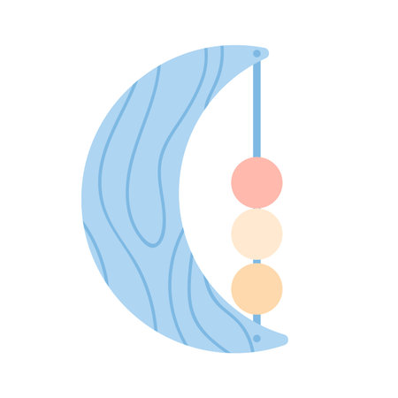 Wooden moon toy. Children entertainment games, toddler toys cartoon vector illustrationのイラスト素材