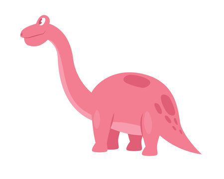 Cute pink dinosaur. Prehistoric animal, jungle reptiles group, jurassic world evolution cartoon vector illustrationのイラスト素材