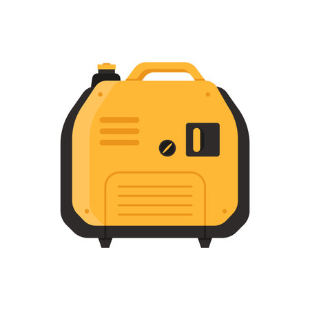 Energy electric generator transformer. Portable gasoline generator, industrial power generator cartoon vector illustrationのイラスト素材