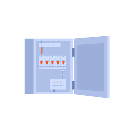 Electrical power box. Electrician tools, electrician supplies flat vector illustrationのイラスト素材