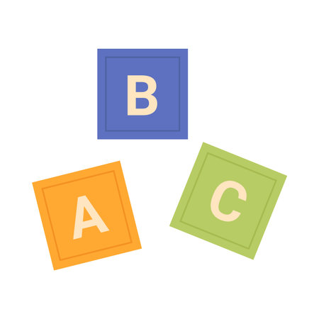 Wooden block cubes with A B C letters to play and study alphabet vector illustrationのイラスト素材