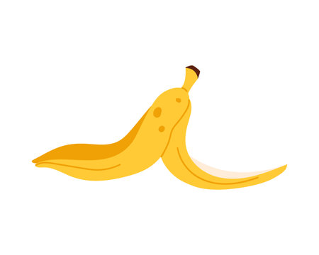 Open banana peel, yellow slippery skin for slipping on floor vector illustrationのイラスト素材