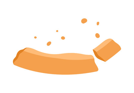 Crust and crumbs from slice of pizza after eating, eaten fast food vector illustrationのイラスト素材