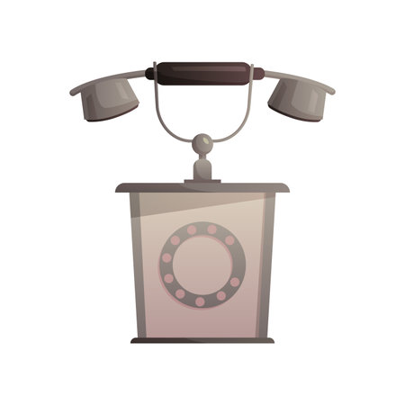 Vintage rotary telephone, old communication equipment from pawnshop vector illustrationのイラスト素材