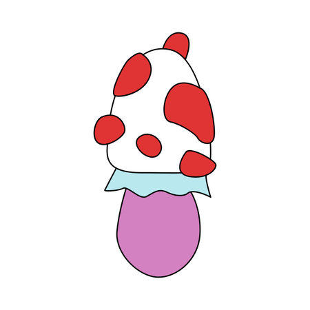 Groovy psychedelic forest mushroom with red spots on white cap vector illustrationのイラスト素材