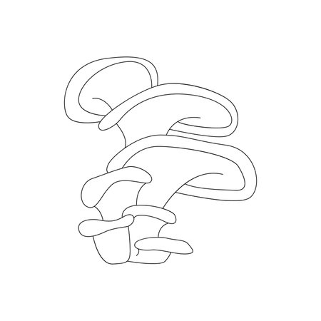 Groovy line psychedelic mushroom family, magic toadstools growing together vector illustrationのイラスト素材