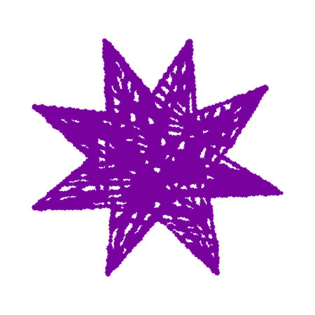 Rough textured abstract purple star shape isolated on a clean white background vector illustrationのイラスト素材