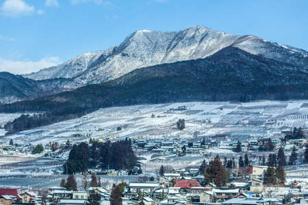 Winter landscape in Nagano, Japanの写真素材