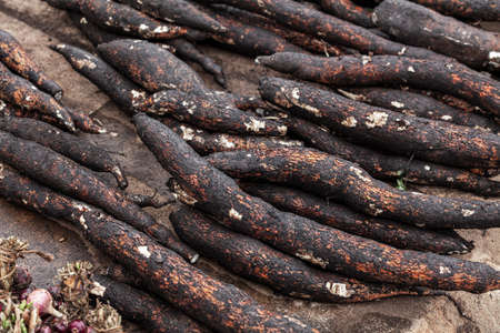Close-up of vegetables at a roadside market in Ugandaの写真素材