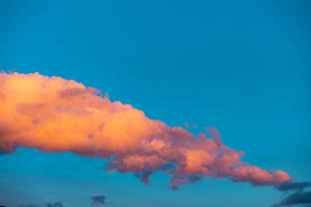 Orange clouds during sunset, Torres del Paine National Park, Chileの写真素材
