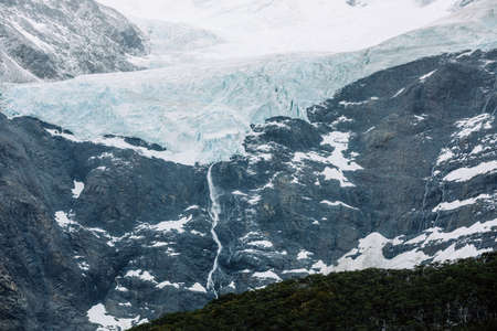 Small stream of melting water flowing from the glacier, Torres del Paine National Park, Chileの写真素材