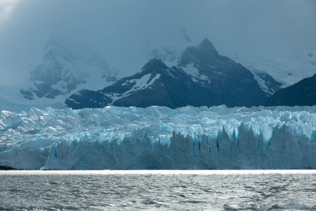 Mountains with snowy peaks above the Perito Moreno Glacier