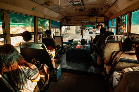 BANGKOK, THAILAND, APRIL 23, 2016: Inside view of Bangkok bus