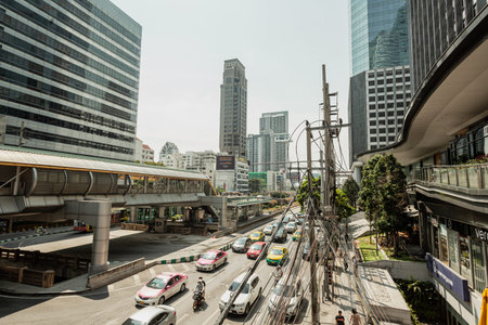 BANGKOK , THAILAND, APRIL 2, 2017: Traffic jam on the road of Bangkok