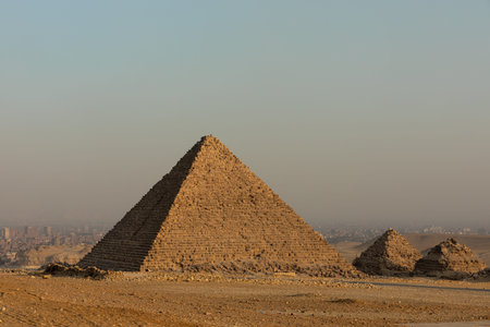 A perfect pyramid in Giza Pyramid Complex, Egyptの写真素材