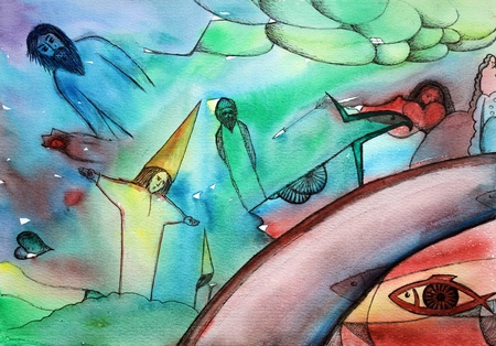 Graphic drawing painted by pen. I painted it in 2001.の写真素材