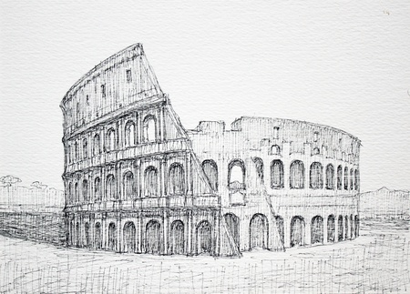 Graphic Roman cityscape of Colosseum. I painted it in 2004の写真素材