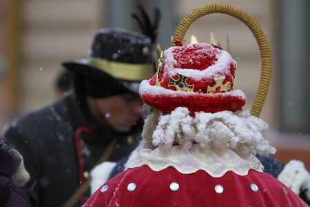 Dressed people on Malanka Festival in Chernivtsi, Ukraine on January 15, 2012. Ukraineのeditorial素材