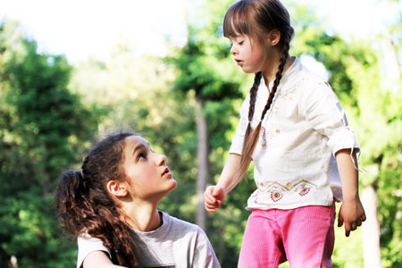 Little girl with sister