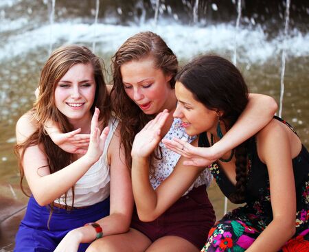 Students girls having funの写真素材