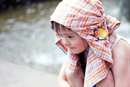 Portrait of beautiful young girl outsideの写真素材