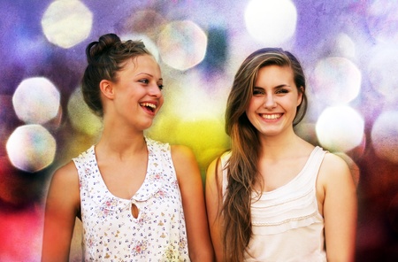 Students girls having funの写真素材